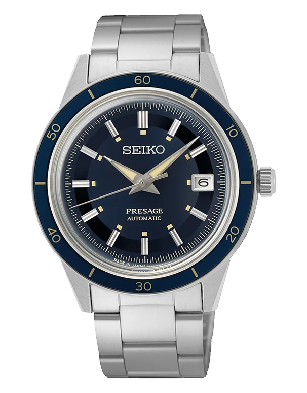 luxury men’s watches with signature craftsmanship-Seiko - Presage Automatic Style 60s Blue Dial Watch - SRPG05J - 783677