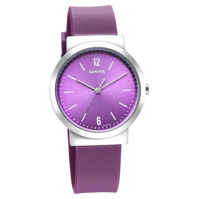 best men’s watches for casual and formal occasions-Essentials Purple Dial & Polyurethane Strap