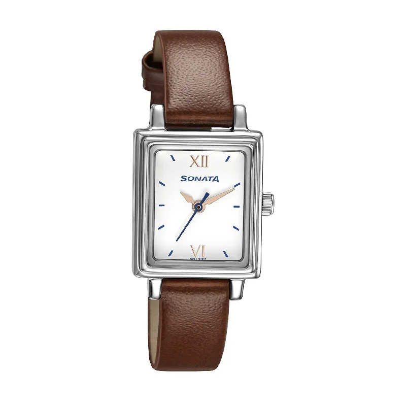 sport watches for men with GPS and heart rate monitor-Workwear White Dial & Tan Leather Strap