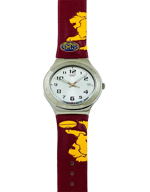 stylish analog watches for business men-Swatch - AFL Quartz watches - Brisbane Lions Football Club