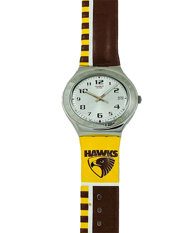 fitness smartwatches with built-in workout modes-Swatch - AFL Quartz watches - Hawthorn Football Club - Hawks