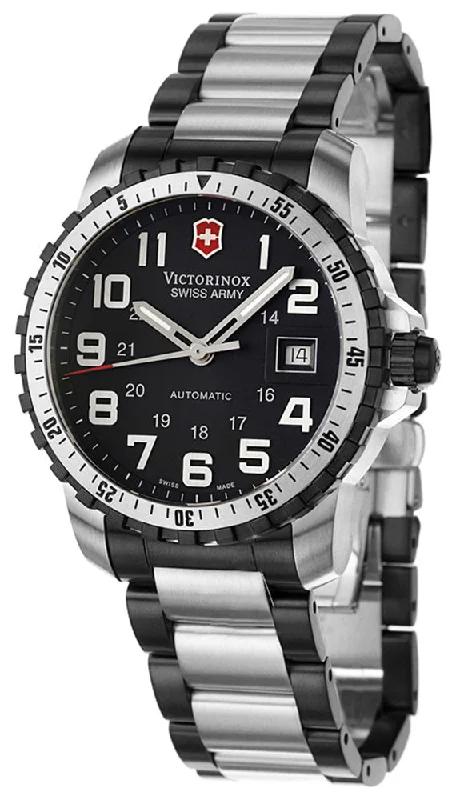 watches with black leather strap for classic look-Victorinox Swiss Army Alpnach Automatic Black PVD & Stainless Steel Mens Watch Date 241197