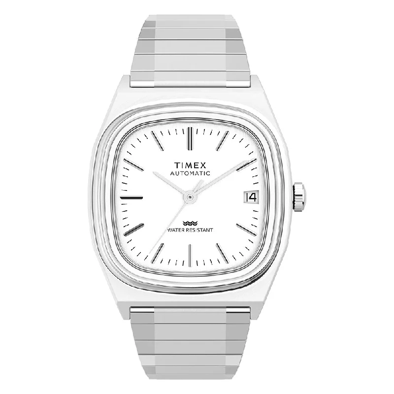 women’s watches with interchangeable straps for fashion flexibility-Timex Automatic 1983 E Line Reissue Automatic 34mm Stainless Steel Band