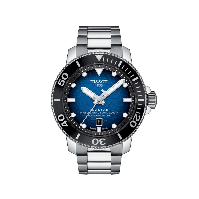 sports watches with built-in cadence tracker-Tissot Seastar 2000 Professional - Blue