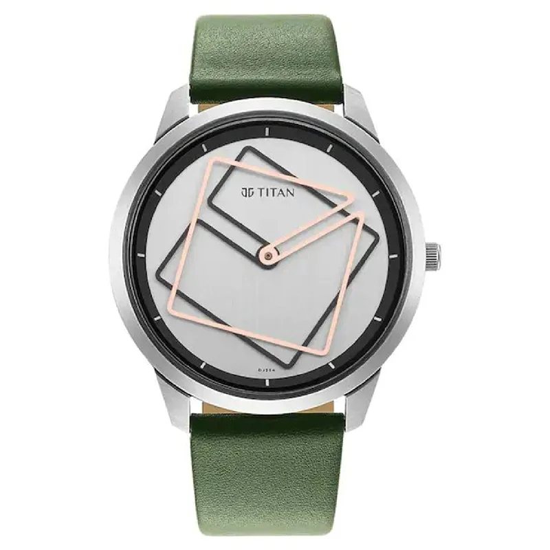 hybrid smartwatches for daily wear-Geometrix Green Leather