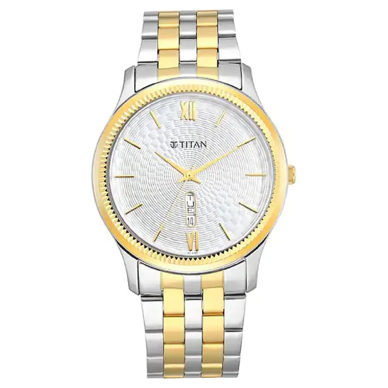 watches for men with thick metal case for ruggedness-Lagan White Dial & Metal Strap