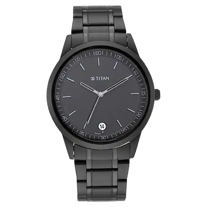 watches with high water resistance for swimming and diving-Minimals Black Dial & Metal Strap