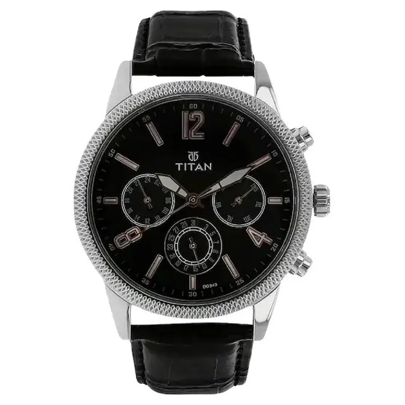 watches for women with large faces for easy reading-Workwear Black Leather Strap