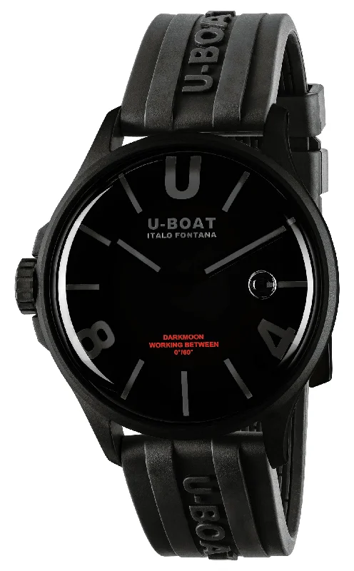 best men’s watches for casual and formal occasions-U-Boat Darkmoon Black PVD Black Dial Black Rubber Strap Quartz Mens Watch 9544