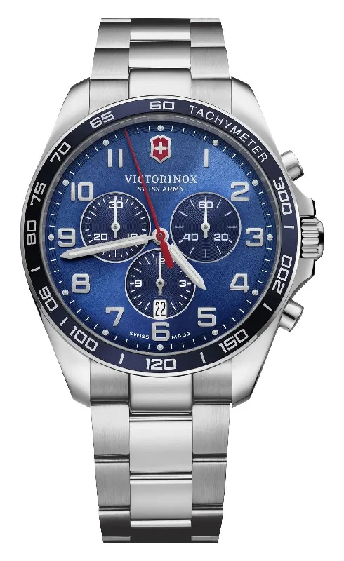 classic timepieces for men with Swiss movement-Victorinox Swiss Army FieldForce Classic Chronograph Stainless Steel Blue Dial Date Quartz Mens Watch 241901