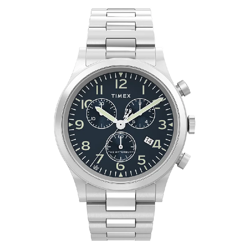 women’s sport watches with built-in fitness features-Waterbury Chronograph 42mm Stainless Steel Band