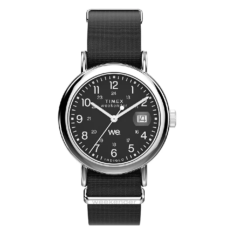 watches with stainless steel and ceramic for modern appeal-Weekender Date 37mm Fabric Band