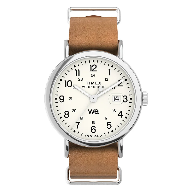 watches with interchangeable faces and straps for versatility-Weekender Date 40mm Leather Band