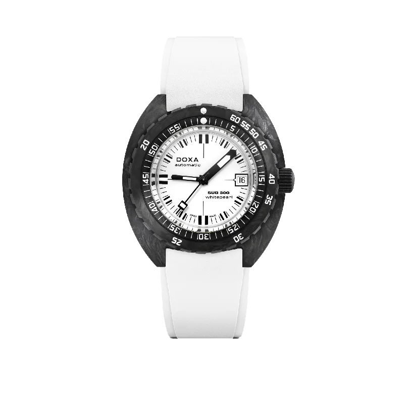 waterproof watches for boating and water sports-DOXA SUB 300 Carbon Whitepearl